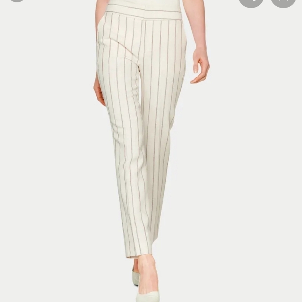 Suistudio Lane Classic Trousers in Off White Sand Stripe Size 32R NEW WITH TAGS